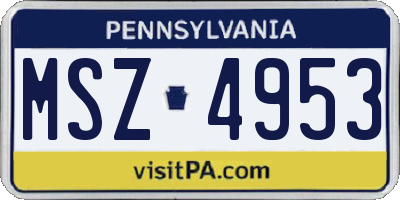 PA license plate MSZ4953
