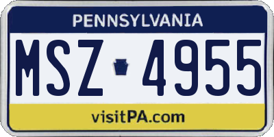 PA license plate MSZ4955