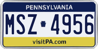 PA license plate MSZ4956