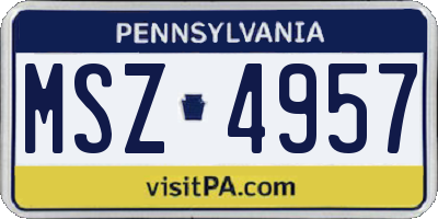 PA license plate MSZ4957