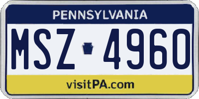 PA license plate MSZ4960