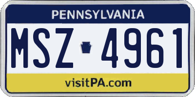 PA license plate MSZ4961
