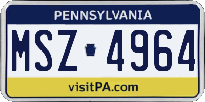 PA license plate MSZ4964
