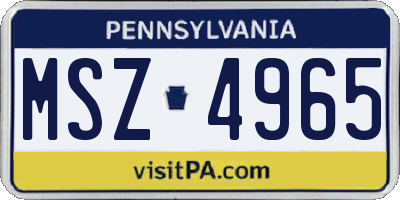 PA license plate MSZ4965