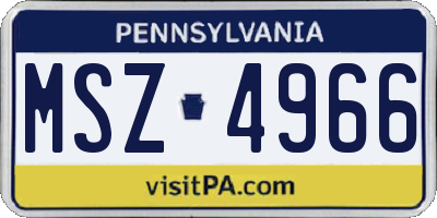 PA license plate MSZ4966