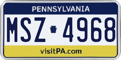 PA license plate MSZ4968