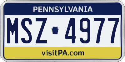 PA license plate MSZ4977
