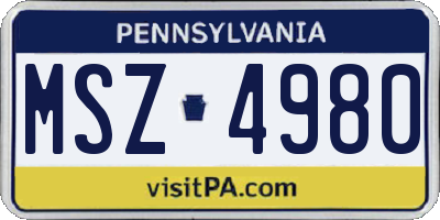 PA license plate MSZ4980