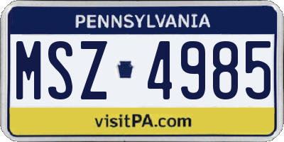 PA license plate MSZ4985