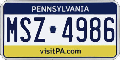 PA license plate MSZ4986