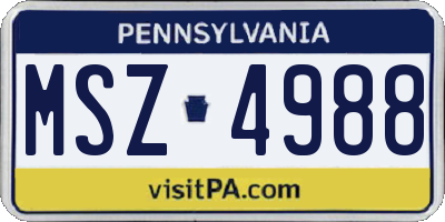 PA license plate MSZ4988