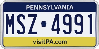 PA license plate MSZ4991