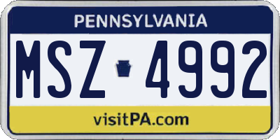 PA license plate MSZ4992