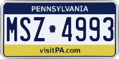 PA license plate MSZ4993