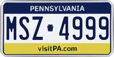 PA license plate MSZ4999