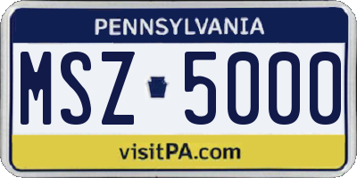 PA license plate MSZ5000