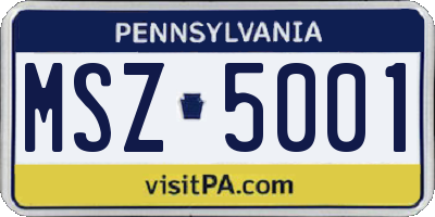 PA license plate MSZ5001