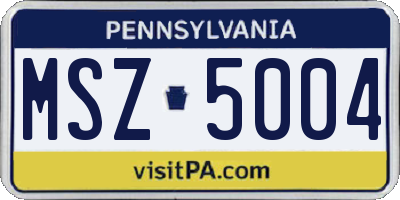 PA license plate MSZ5004