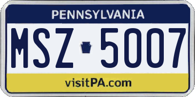 PA license plate MSZ5007
