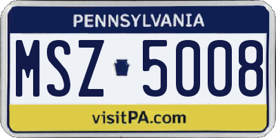 PA license plate MSZ5008