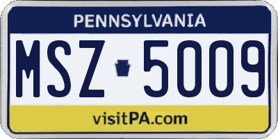 PA license plate MSZ5009