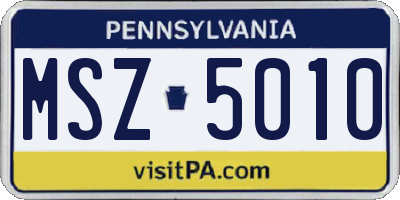 PA license plate MSZ5010
