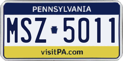 PA license plate MSZ5011