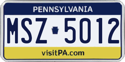 PA license plate MSZ5012