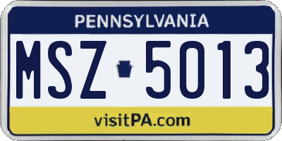 PA license plate MSZ5013