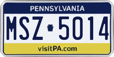 PA license plate MSZ5014
