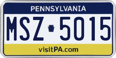 PA license plate MSZ5015