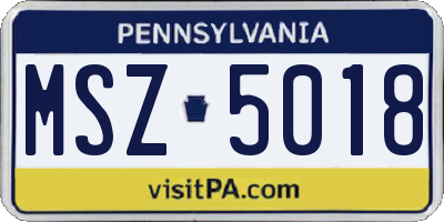PA license plate MSZ5018