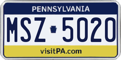 PA license plate MSZ5020