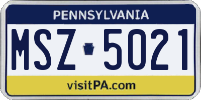 PA license plate MSZ5021