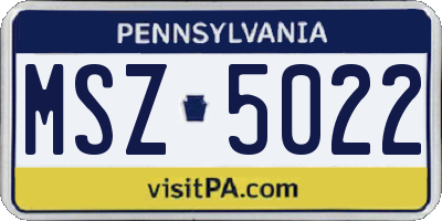 PA license plate MSZ5022