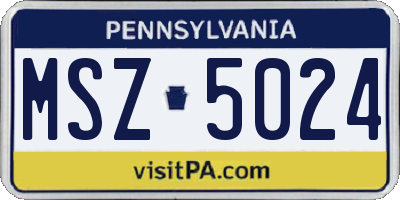 PA license plate MSZ5024