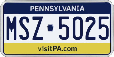 PA license plate MSZ5025