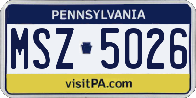 PA license plate MSZ5026