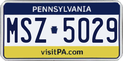 PA license plate MSZ5029