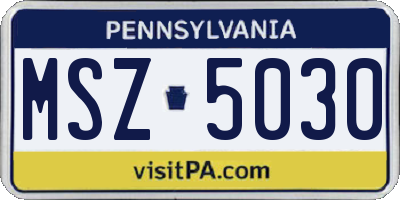 PA license plate MSZ5030