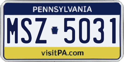 PA license plate MSZ5031