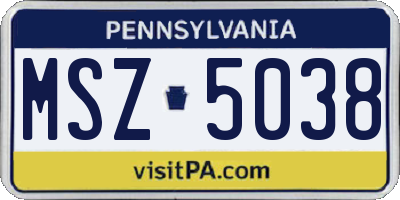 PA license plate MSZ5038