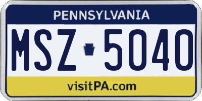 PA license plate MSZ5040