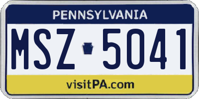 PA license plate MSZ5041