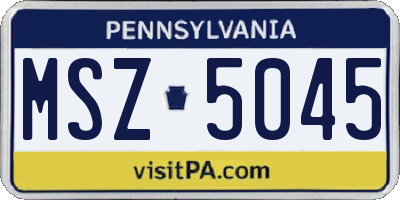 PA license plate MSZ5045