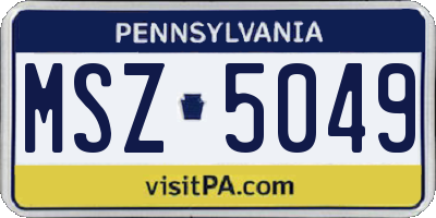 PA license plate MSZ5049