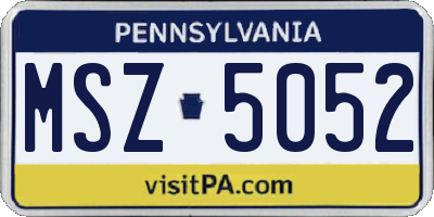 PA license plate MSZ5052