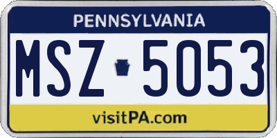 PA license plate MSZ5053