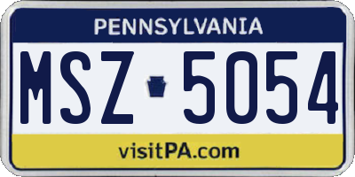 PA license plate MSZ5054