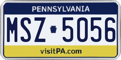 PA license plate MSZ5056